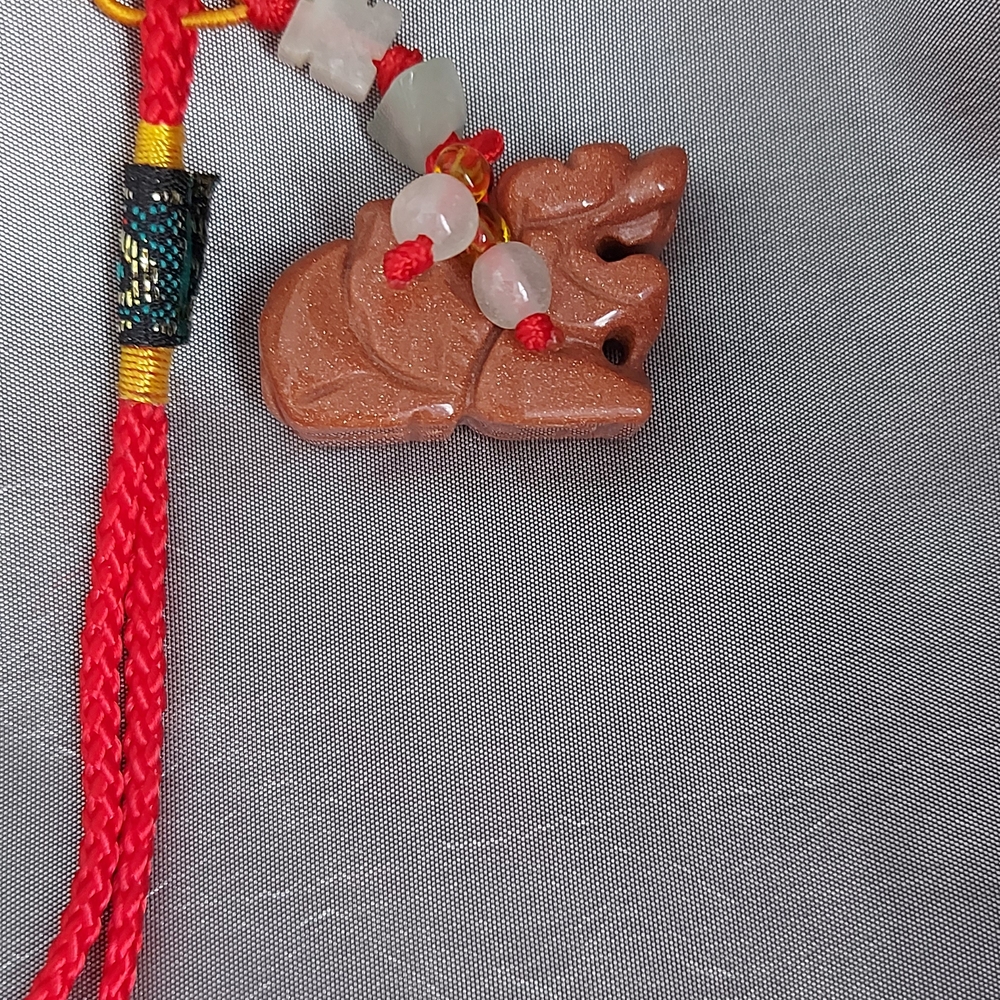Sunstone Gemstone Chinese Purse Phone Charm Dragon - Picture 4 of 8